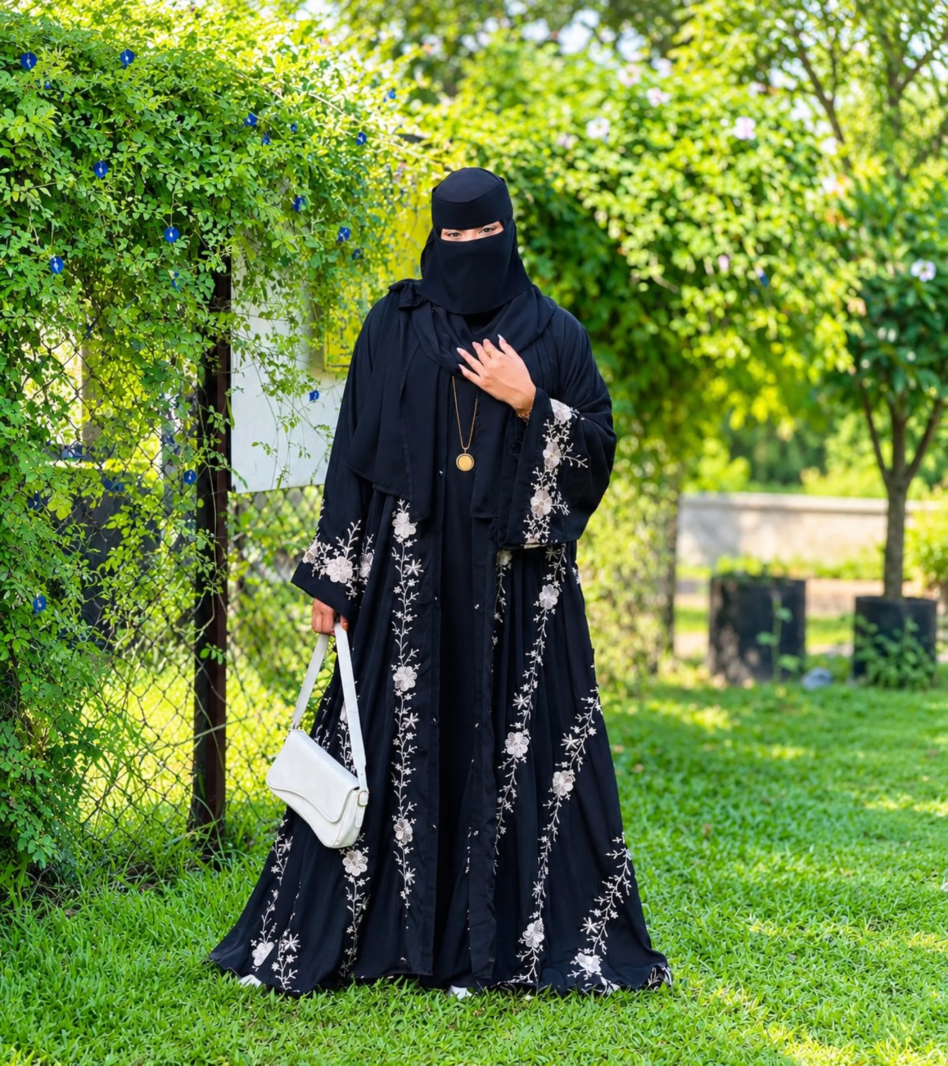 Embroidered Black Borka with Niqab