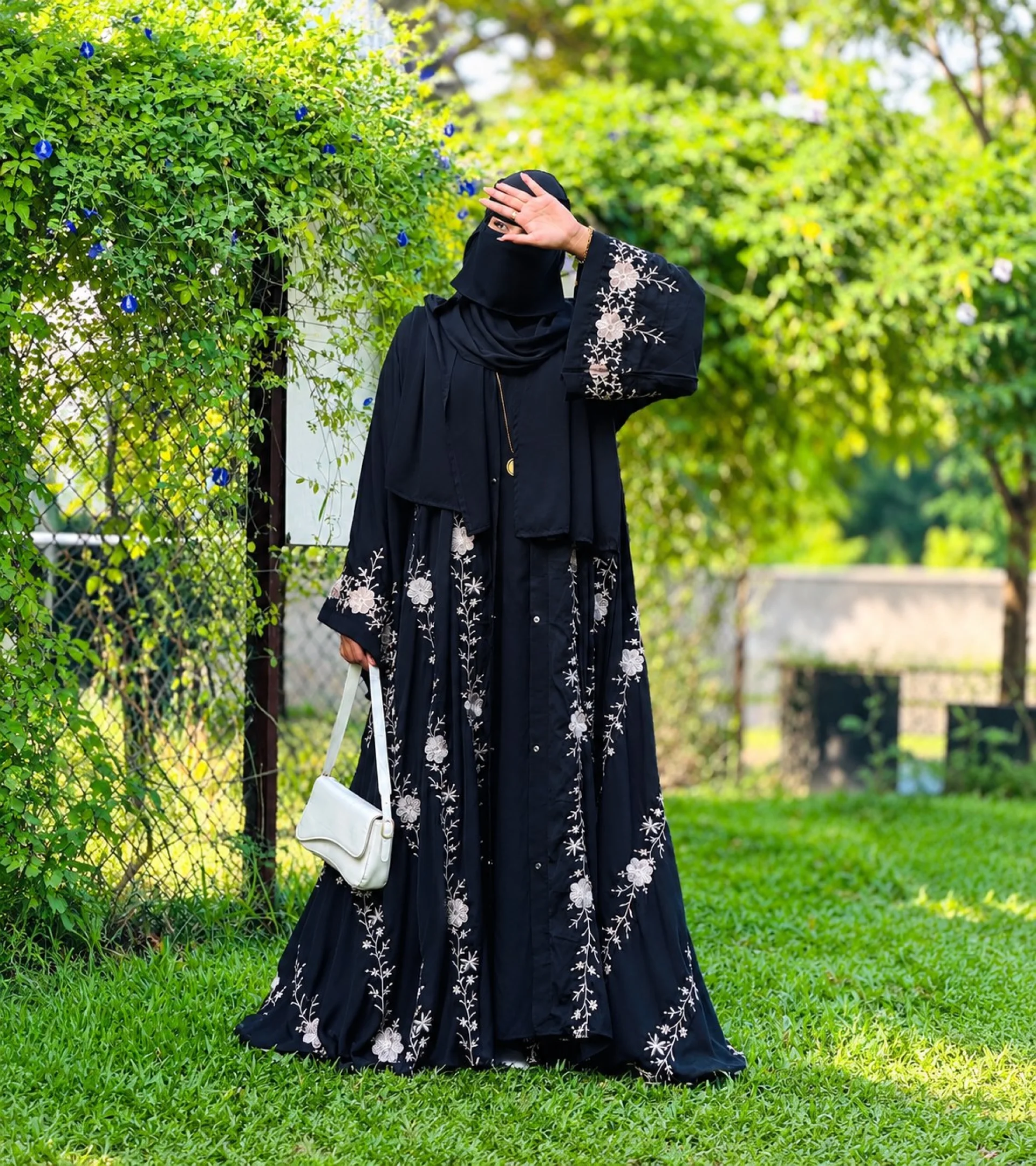 Embroidered Black Borka with Niqab